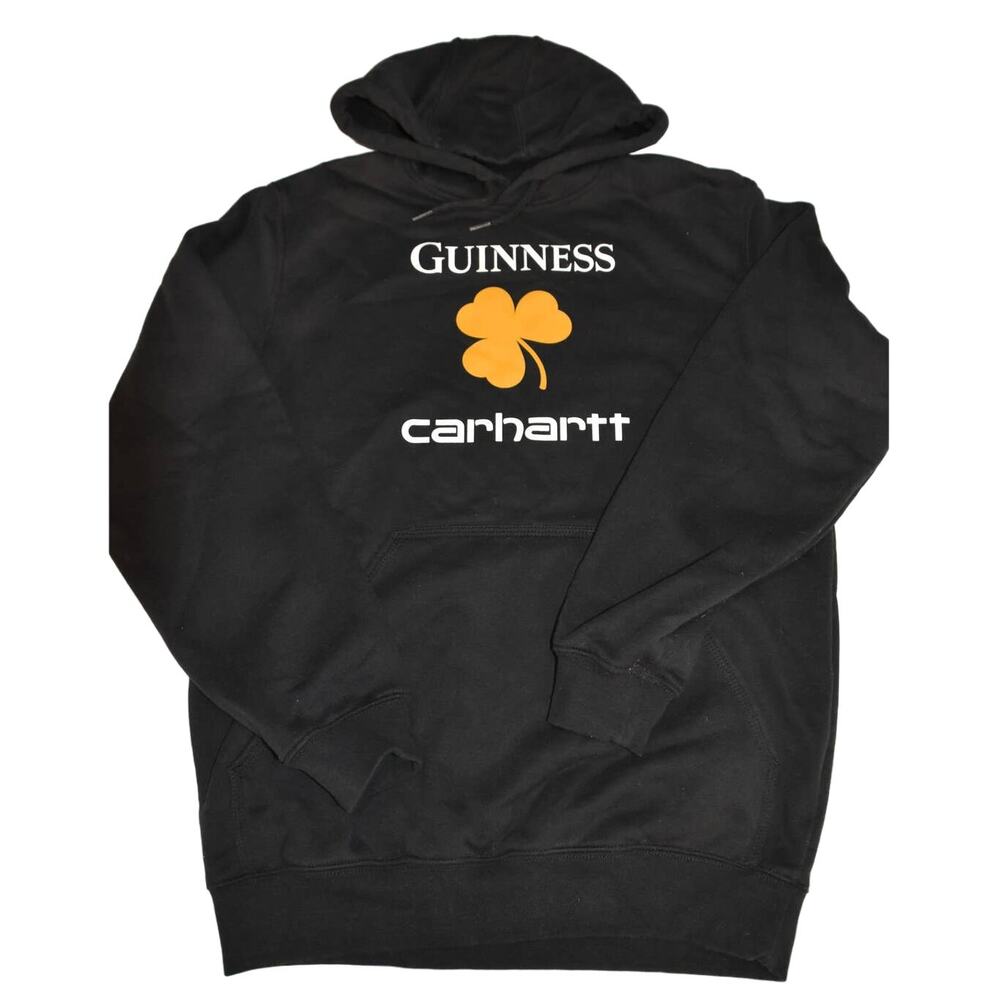 Carhartt Guinness Hoodie Special Edition, Black with Gold Shamrock, Men's Small